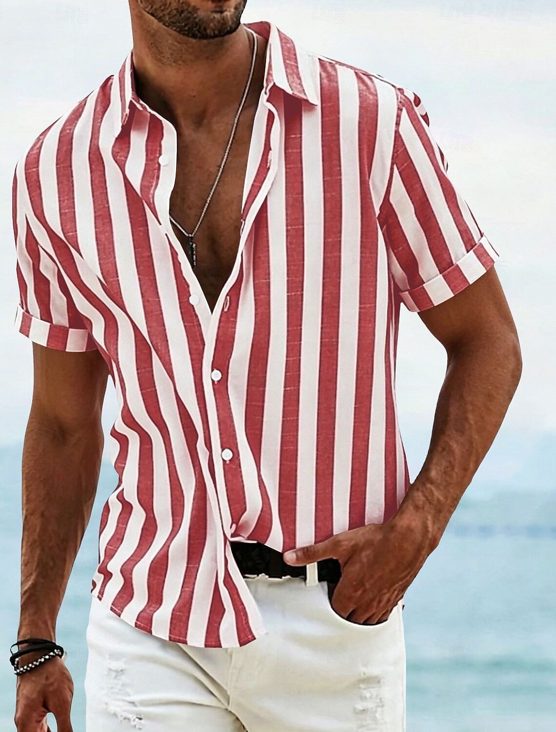 Men's Shirt Linen Shirt Summer Shirt Beach Shirt Cotton Linen Shirt Striped Shirts Striped Vacation Hawaiian Yellow Red Blue Green Long Sleeve Turndown Spring & Fall Clothing Apparel Button-Down