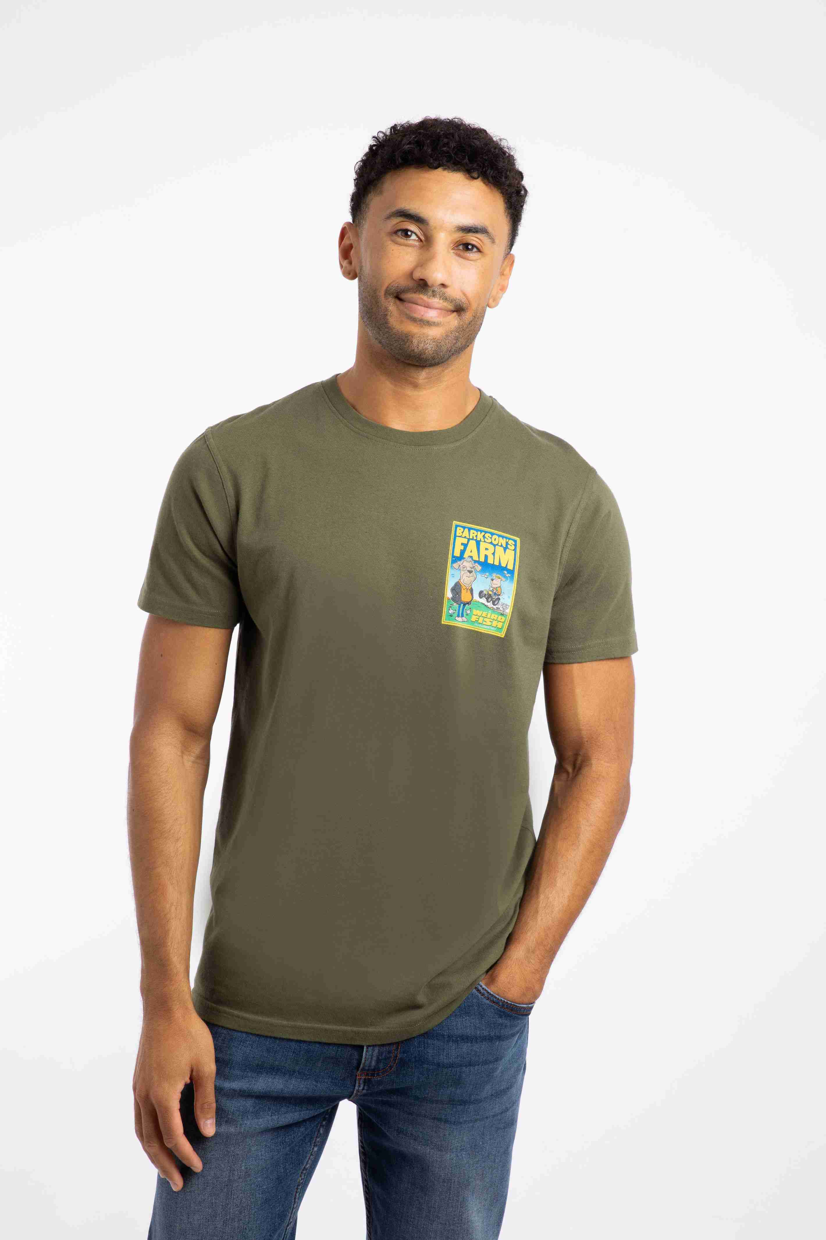 Barkson's Farm Back Print Artist T-Shirt Deep Lichen Green