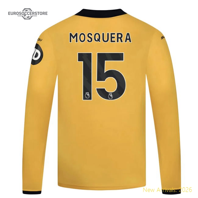 2025-2026 Wolves Long Sleeve Home Shirt - Kids (Mosquera 15)