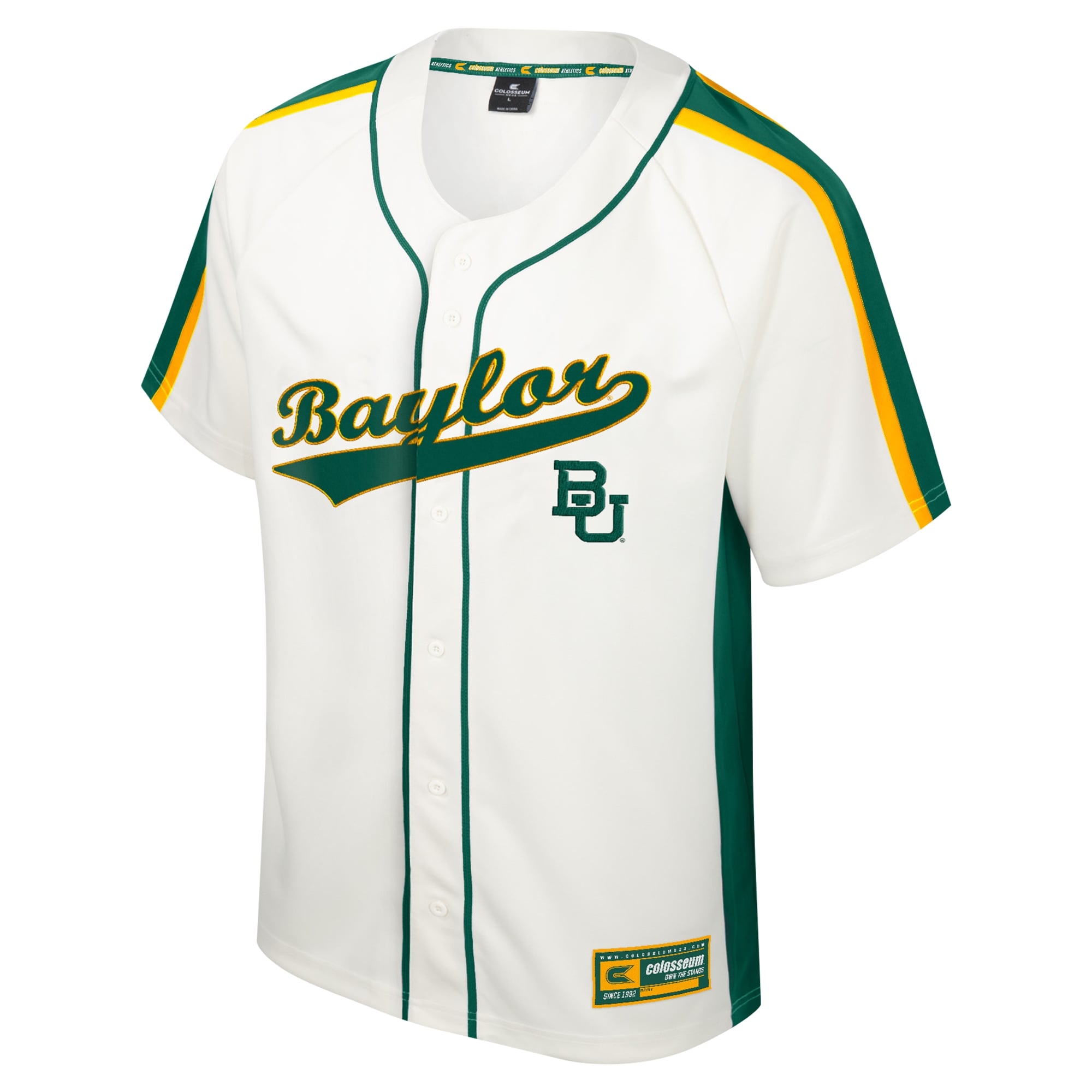 Baylor Bears Colosseum Ruth Button-Up Baseball Jersey - Cream