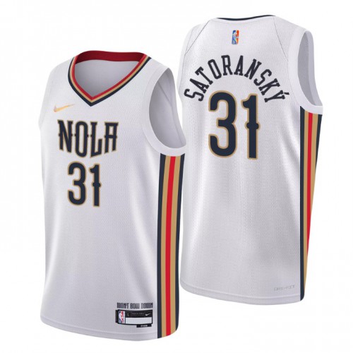 New Orleans New Orleans Pelicans #31 Tomas Satoransky Mens Nike White 2021/22 Swingman NBA Jersey ¨C City Edition Mens