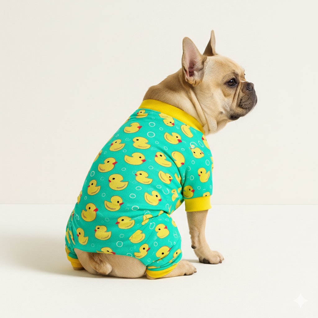 French Bulldog Duckypaws Frenchie Pajamas – Soft Stretchy Duck Dog