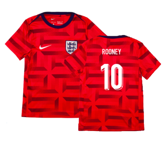 2024-2025 England Academy Pro Pre-Match Top (Siren Red) - Kids (Rooney 10)