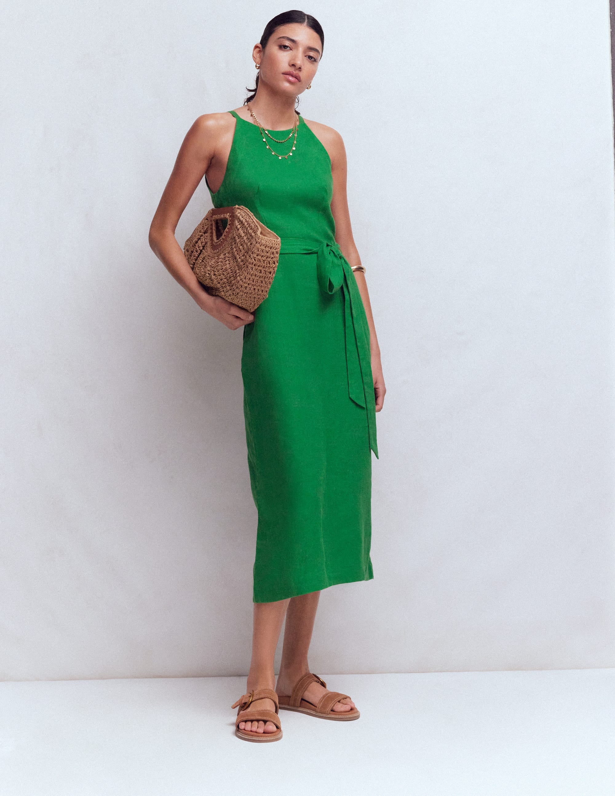 Rosa Halter Linen Midi Dress