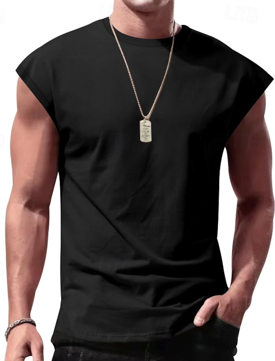 Men's Tank Top Vest Undershirt Sleeveless Shirt Crewneck Spring &