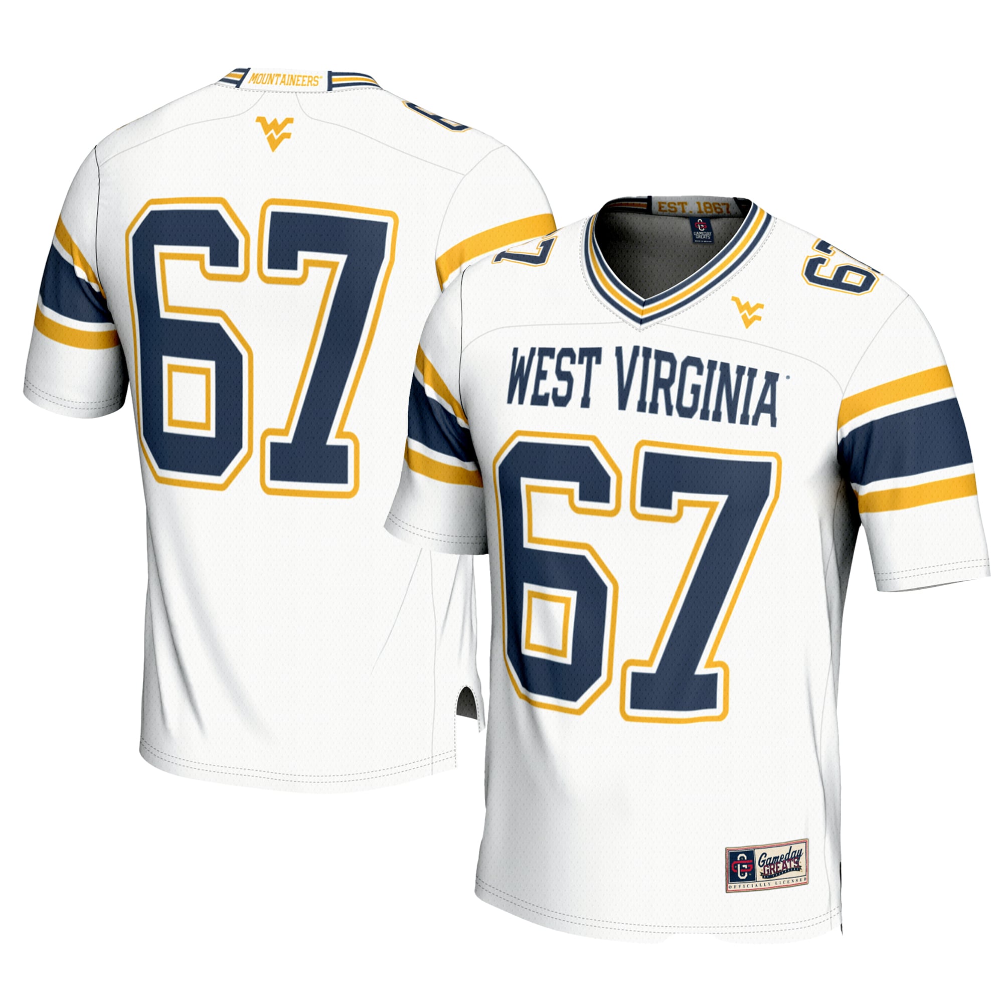 Youth #1 White West Virginia Mountaineers Football Jersey