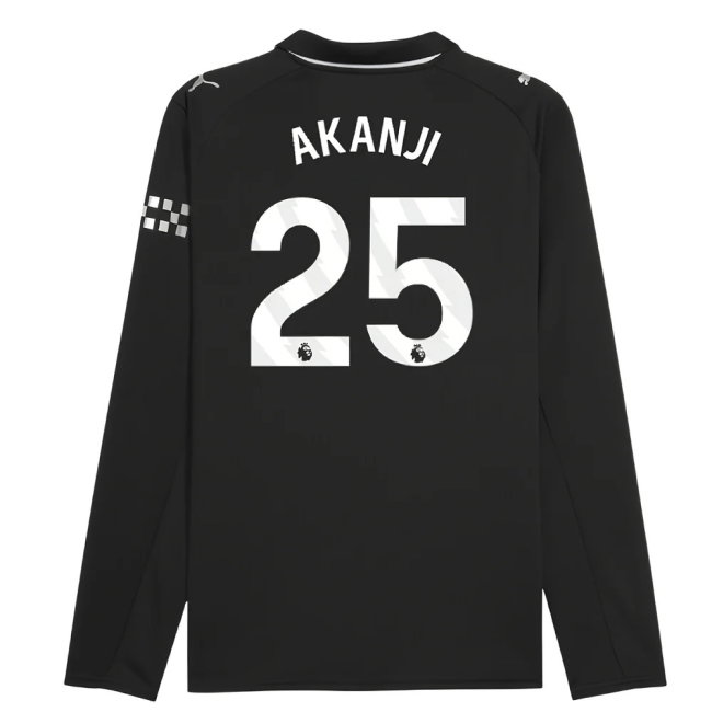 2025-2026 Man City Long Sleeve Away Shirt (Akanji 25)