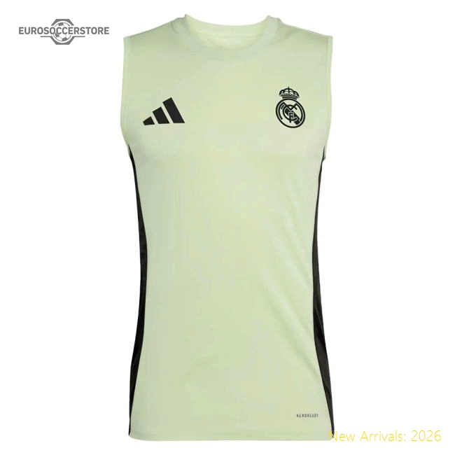 Popular 2025-2026 Real Madrid Sleeveless Training Jersey (Almost Lime) (Mbappe