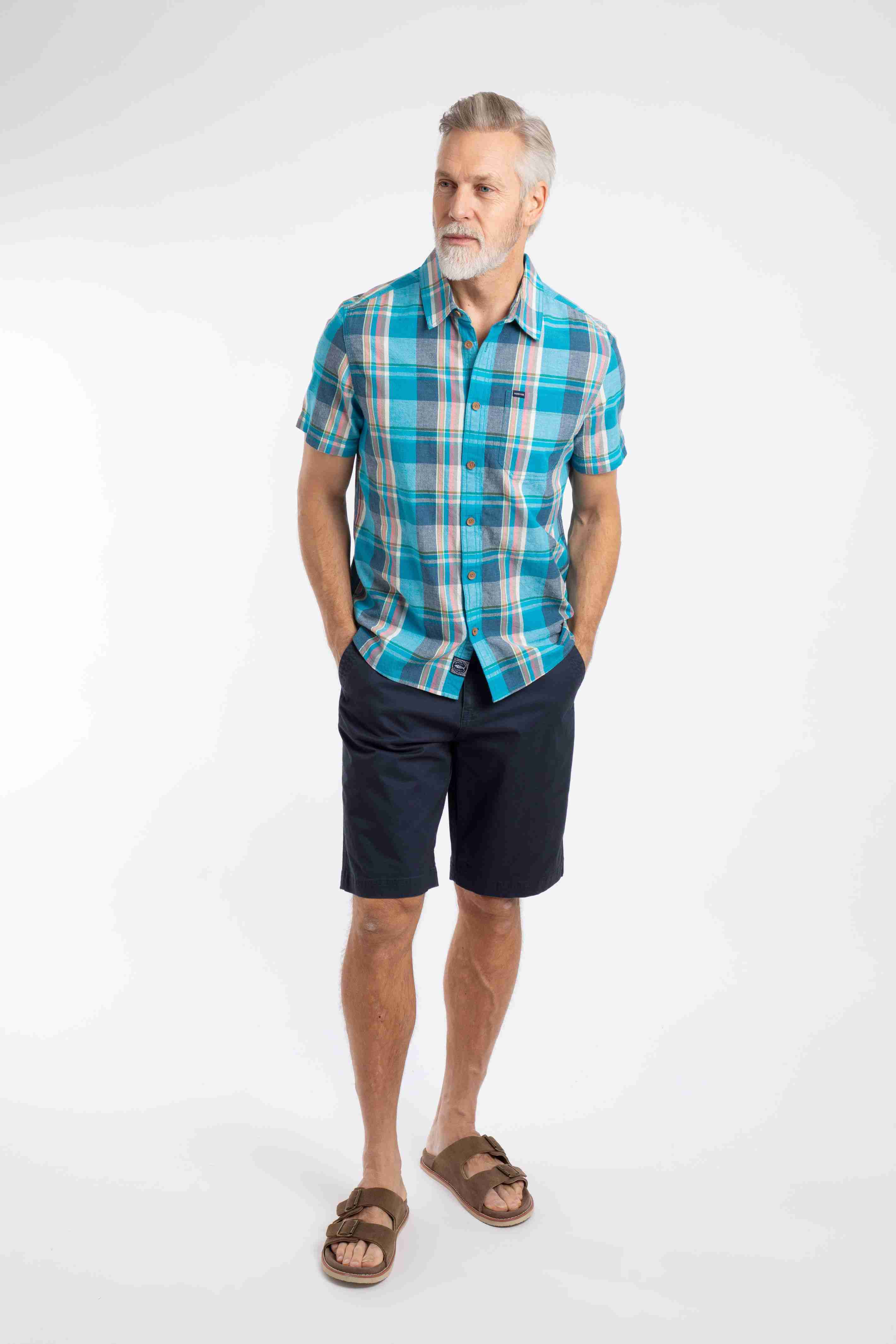 Angeles Short Sleeve Check Shirt Adriatic Blue