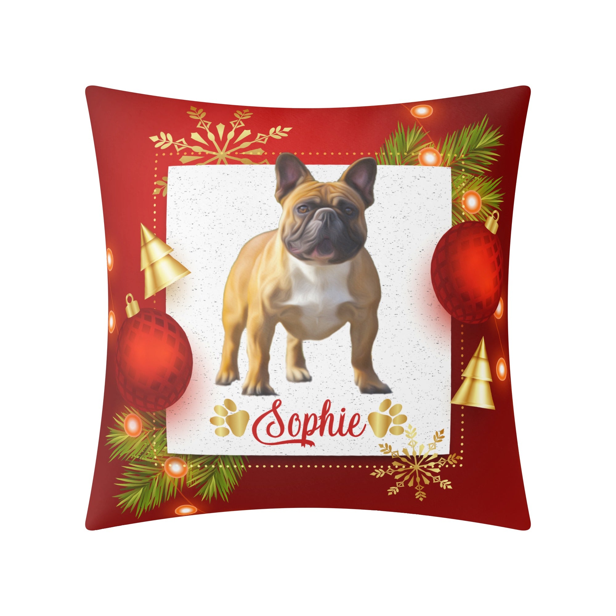 Street-Ready Personalized Christmas Pillow With Frenchie Name And Ima...