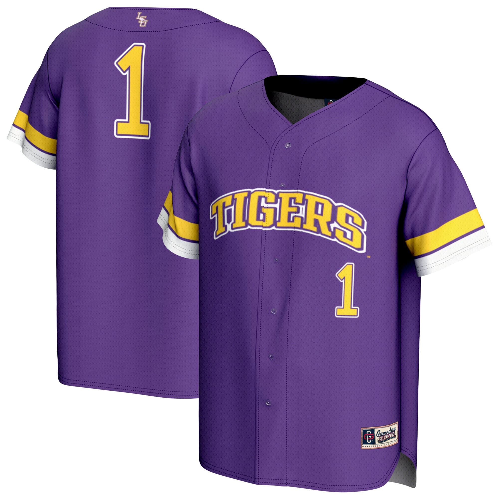 #1 LSU Tigers GameDay Greats Youth Lightweight Collegiate Baseball Fashion Jersey - Purple