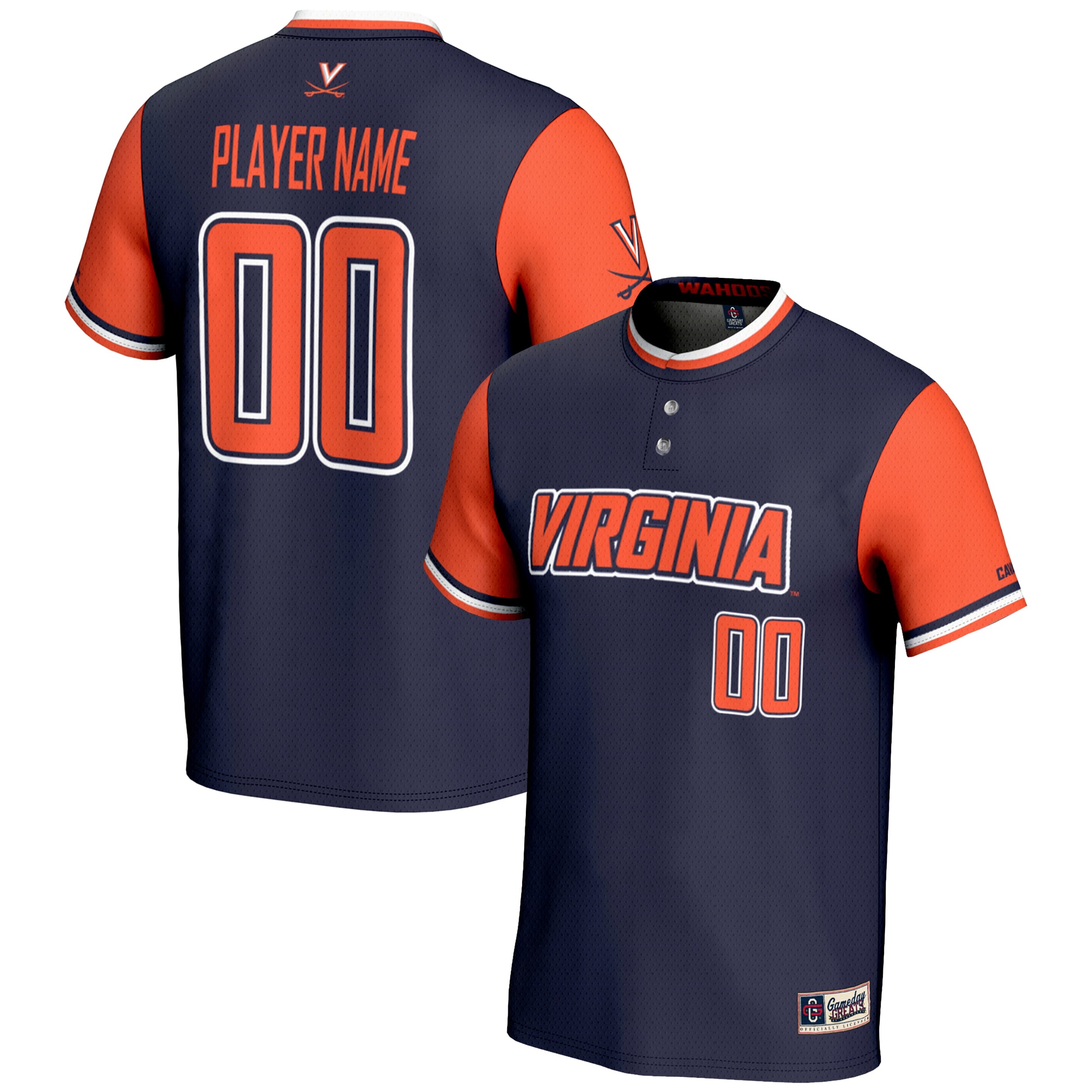 [NJP] Virginia Cavaliers GameDay Greats NIL Pick-A-Player Lightweight Softball Jersey - Navy