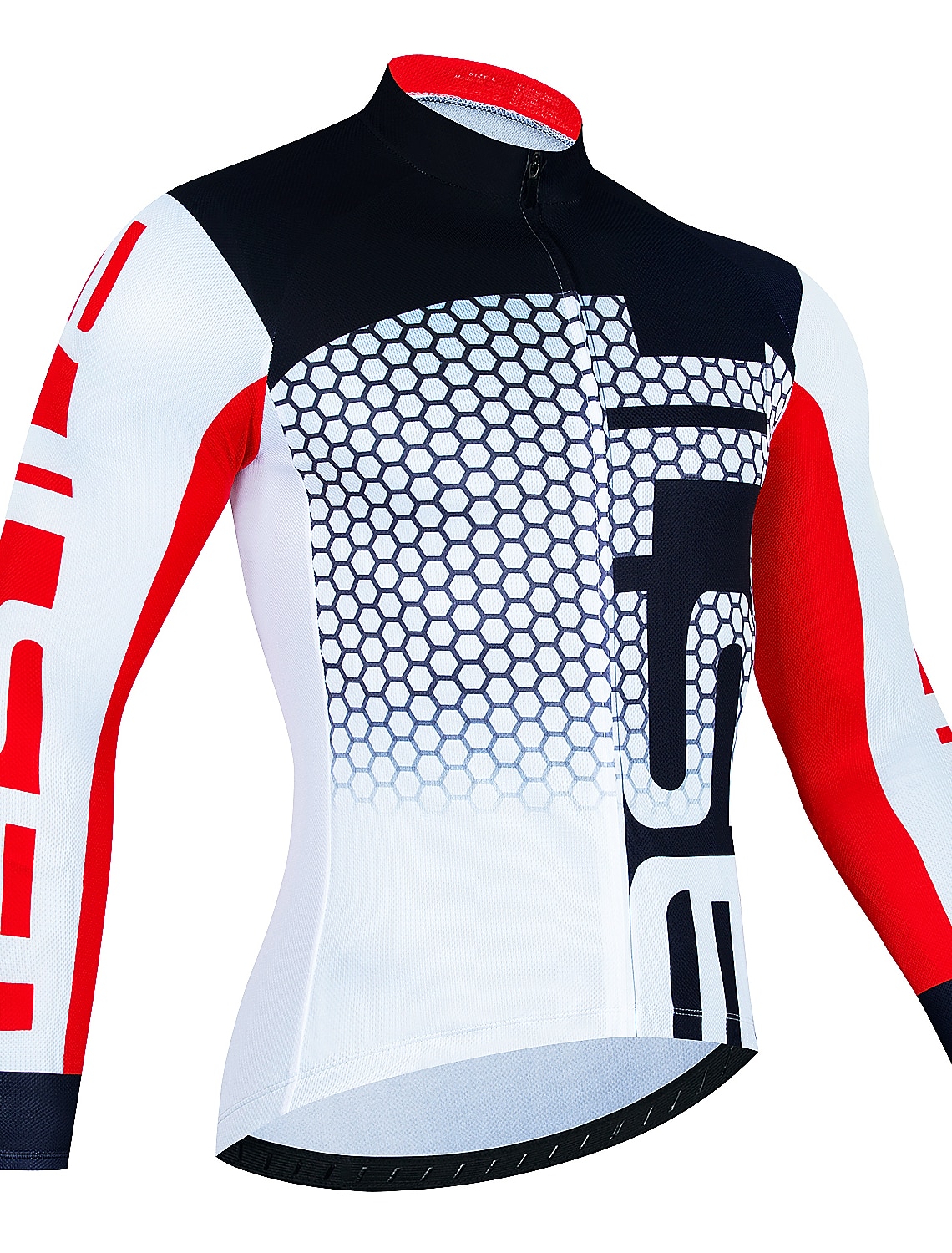 Men's Cycling Jersey Honeycomb Long Sleeve Bike Jersey Top with 3 Rear Pockets Mountain Bike MTB Road Bike Cycling Quick Dry Reflective Strips Back Pocket Moisture Wicking Sports Black White Red