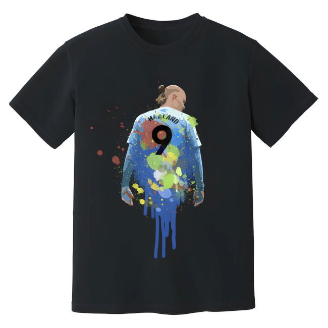 Erling Haaland Man City Art T-Shirt (Black)