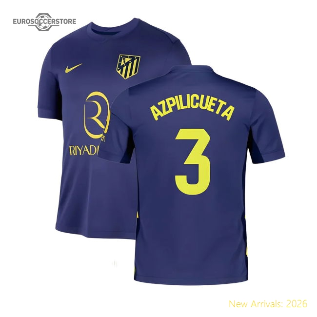 Official 2025-2026 Atletico Madrid Away Shirt (Azpilicueta 3)