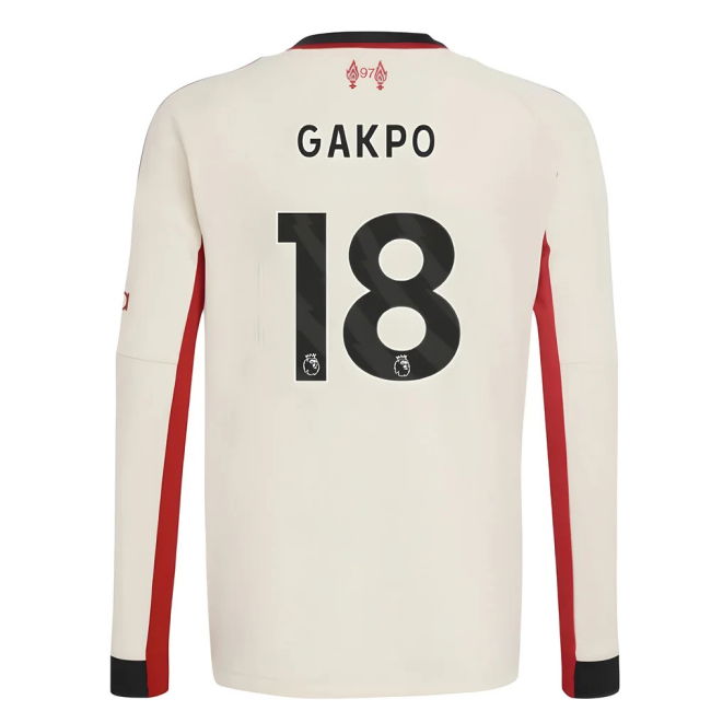 Liverpool 2025-20 Away Football Shirt Gakpo Signature 18 L S Kids