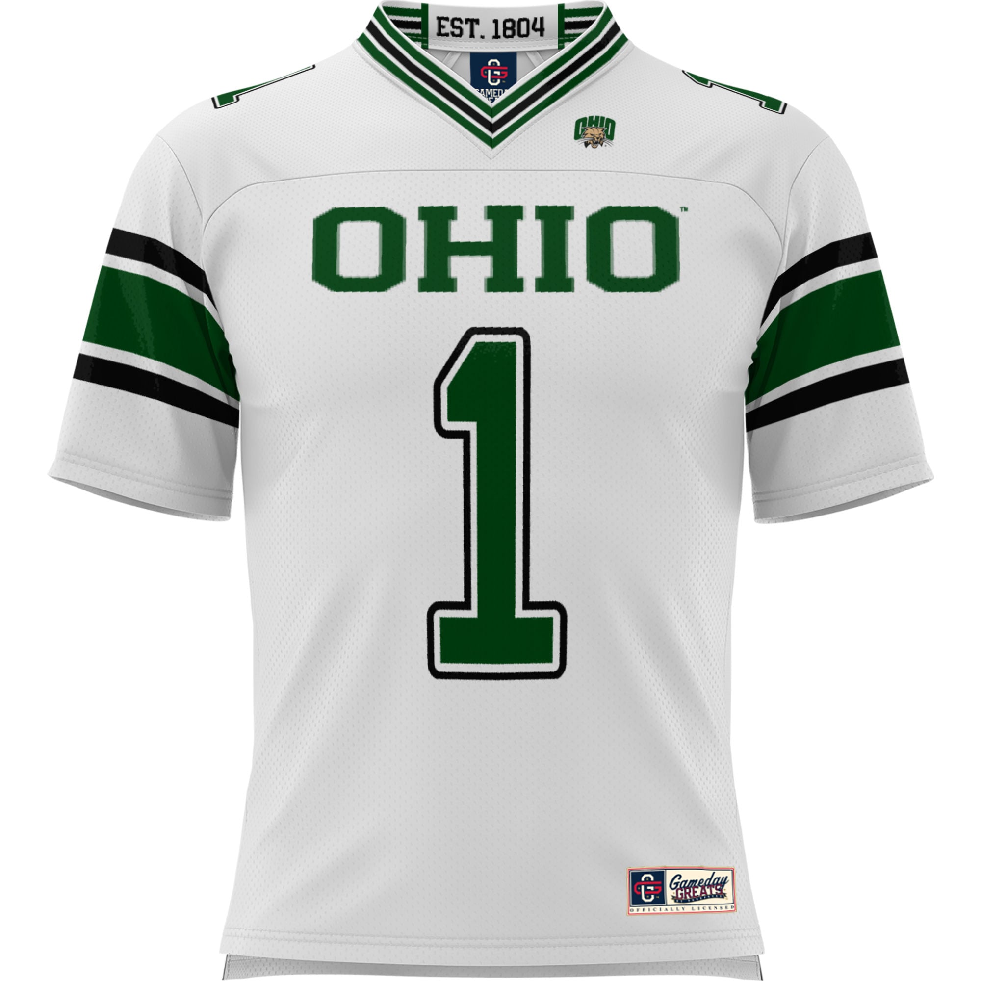 Men's #1 White Ohio Bobcats Football Jersey
