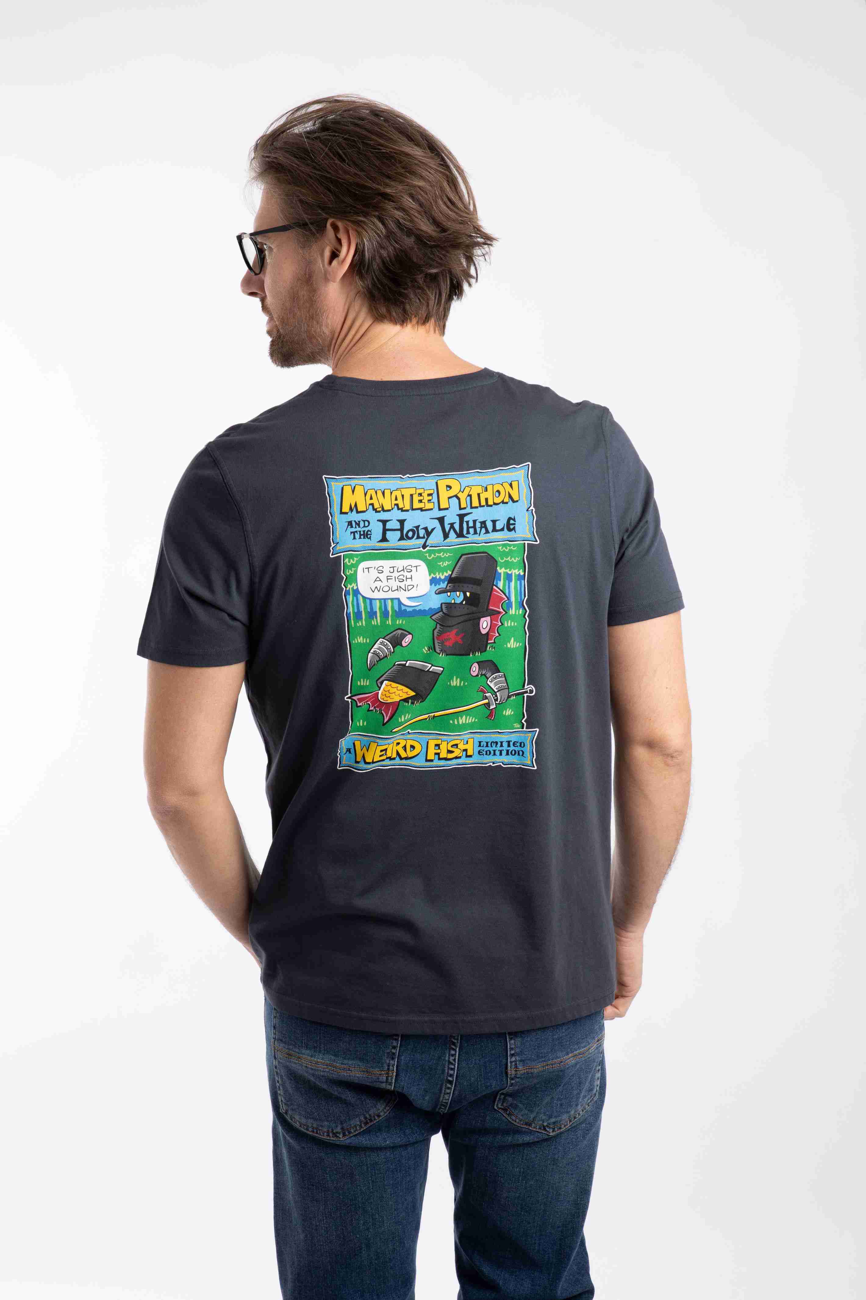 Holy Whale Back Print Artist T-Shirt Navy