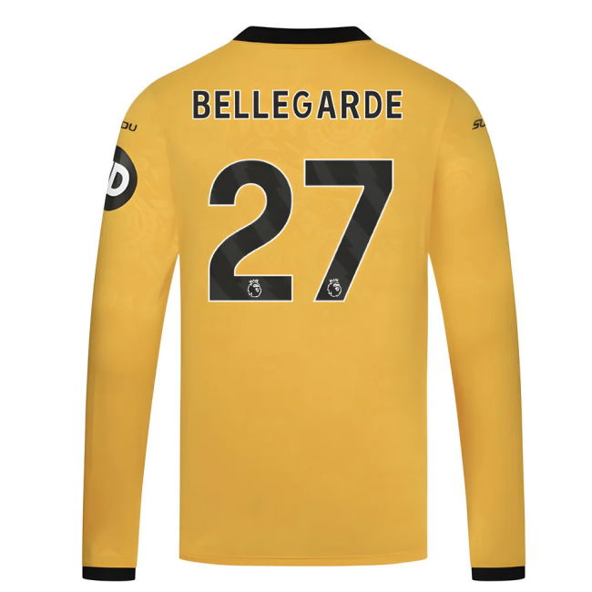 Certified 2025-2026 Wolves Long Sleeve Home Shirt (Bellegarde 27)