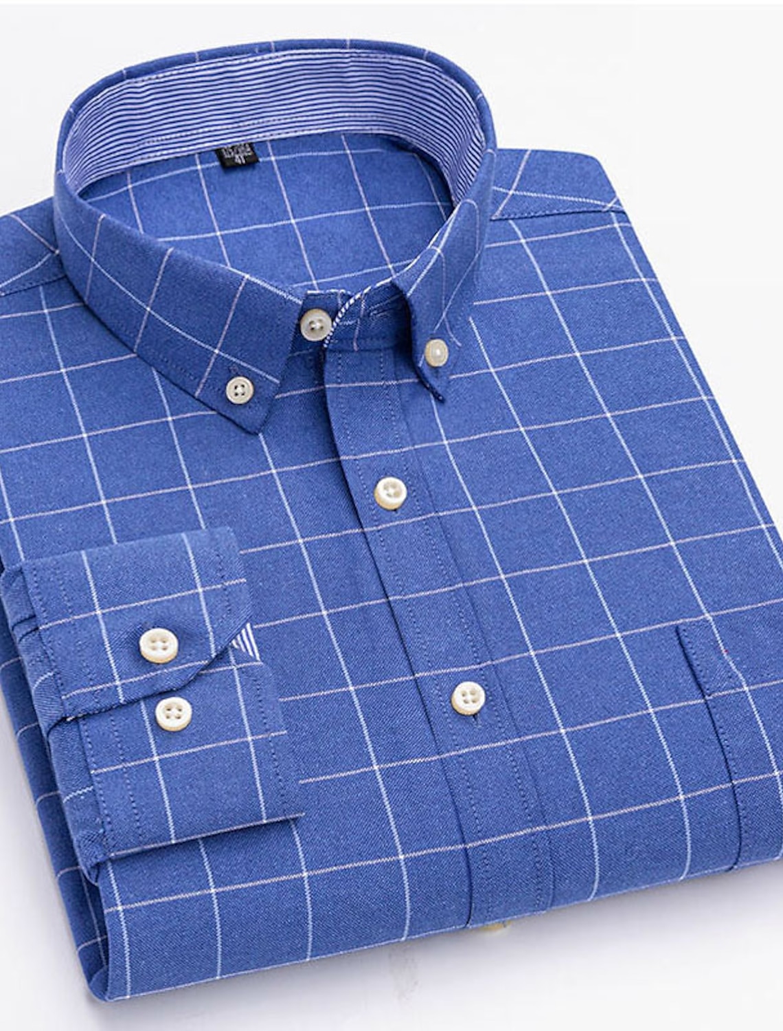 Men's Dress Shirt Button Down Shirt Oxford Shirt Non Iron Shirt Stripes and Plaid Vacation Wedding Light Yellow Denim Blue White Yellow Long Sleeve Turndown All Seasons Clothing Apparel Button-Down