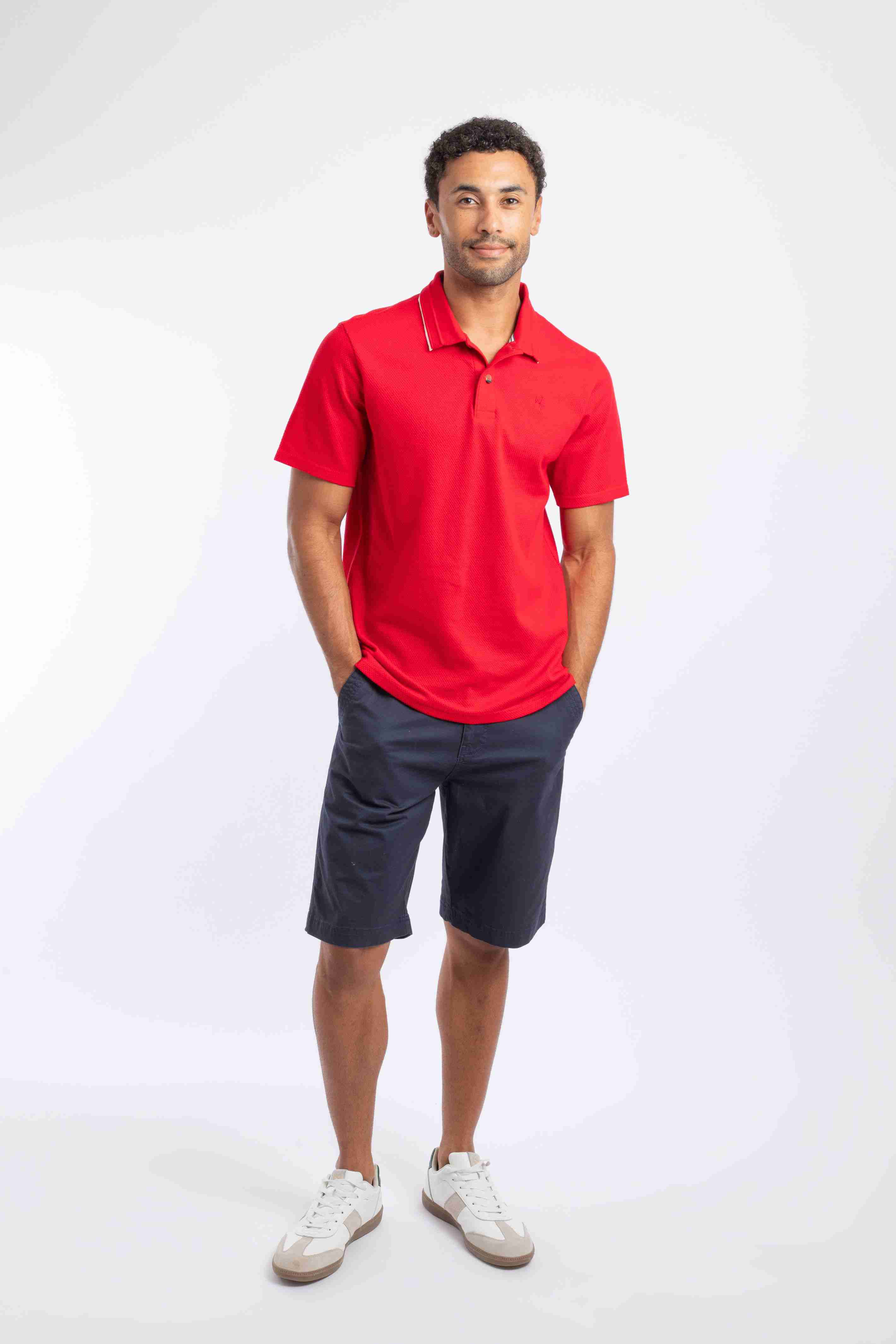 Powell Textured Polo Shirt Barberry Red Marl
