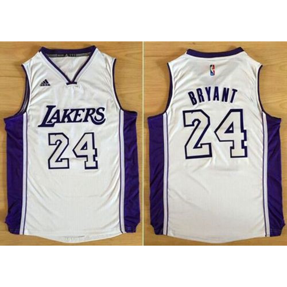 Fan Favorite Authentic Men's Lakers #24 Kobe White Basketball Jersey