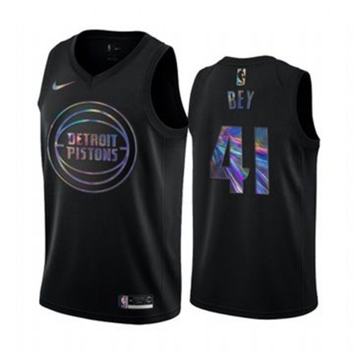 Nike Detroit Pistons #41 Saddiq Bey Mens Iridescent Holographic Collection NBA Jersey ¨C Black Mens