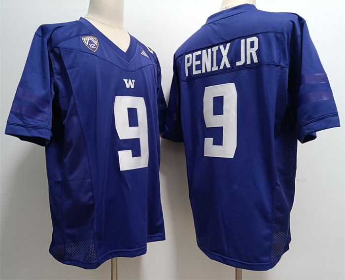 Men's None Blue 2024 official Michael Penix #9 premium Jersey