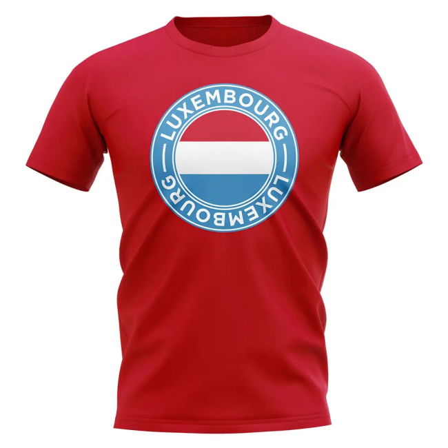 Luxembourg Football Badge T-Shirt (Red) Official Quality