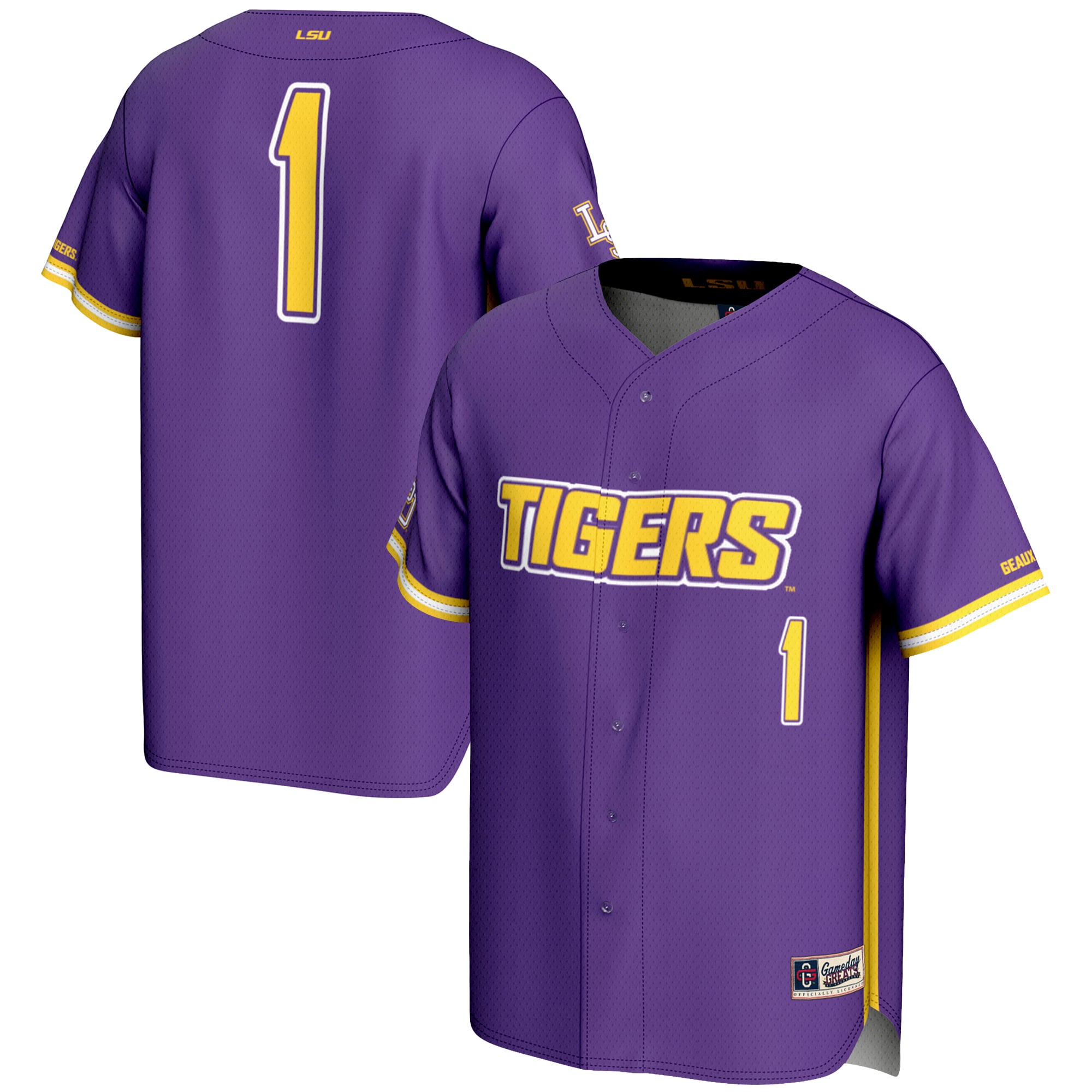 #1 LSU Tigers GameDay Greats Youth Lightweight Baseball Fashion Jersey - Purple