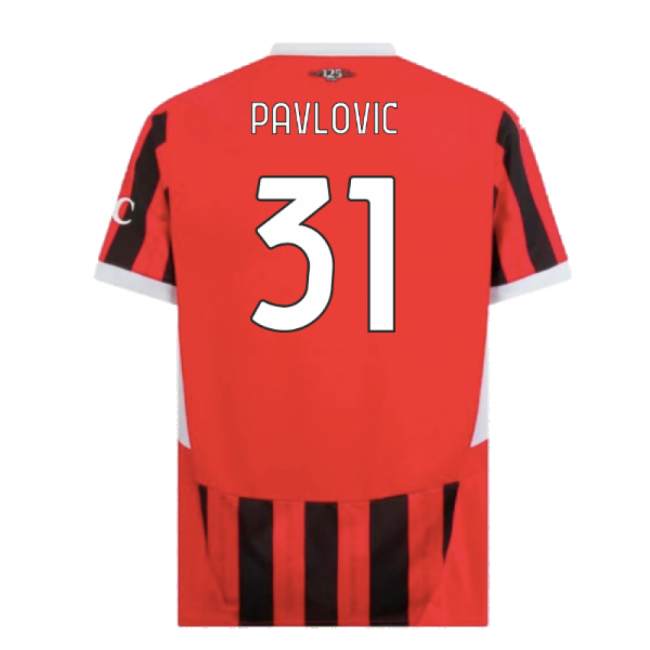 2024-2025 AC Milan Home Football Shirt (Pavlovic 31) | Sale Price