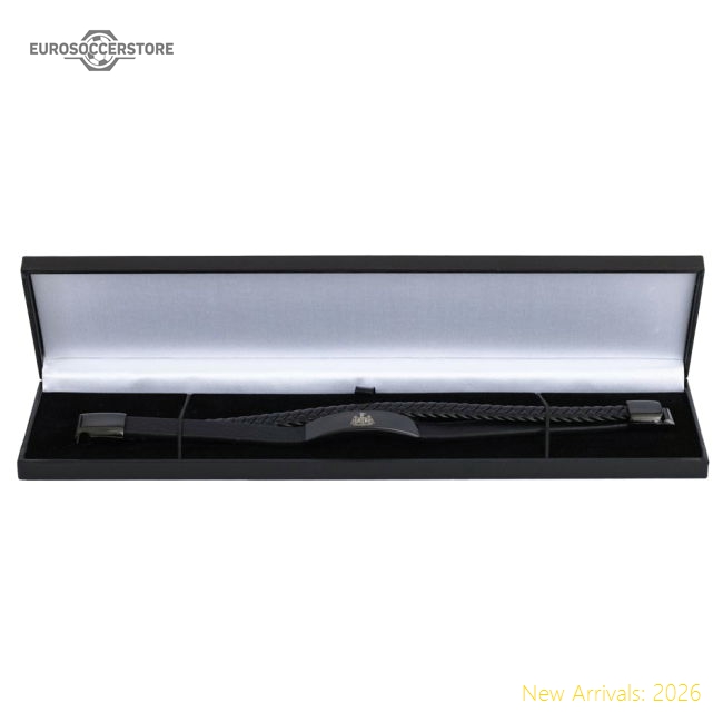 Authentic Newcastle United Fc Black Ip Leather Bracelet - Premium