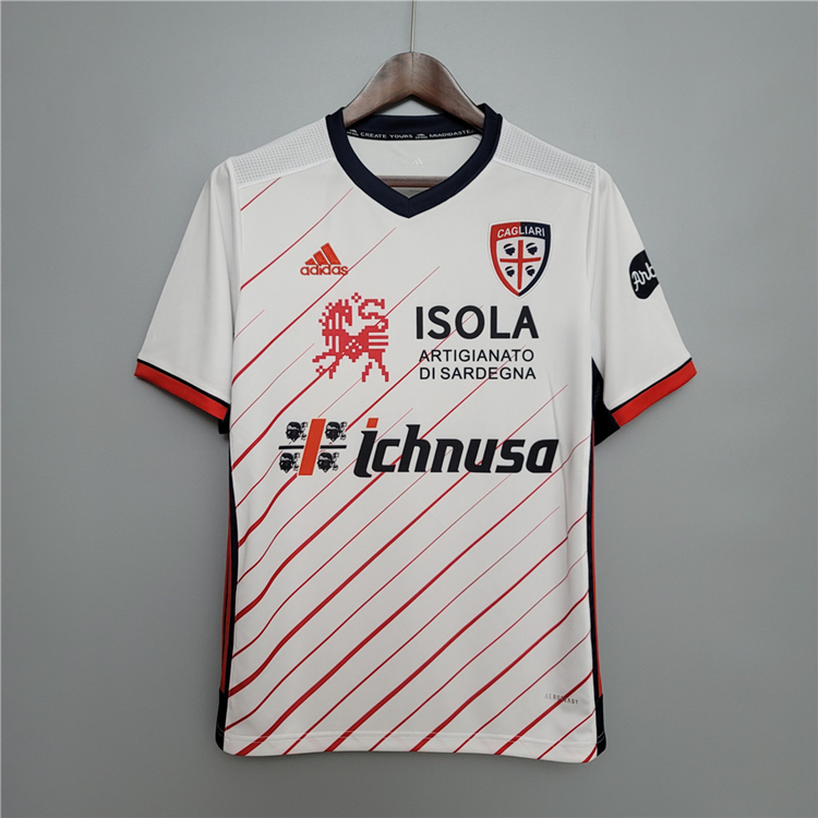 Comfort Fit 20-21 Cagliari Away White Soccer Shirt Jersey
