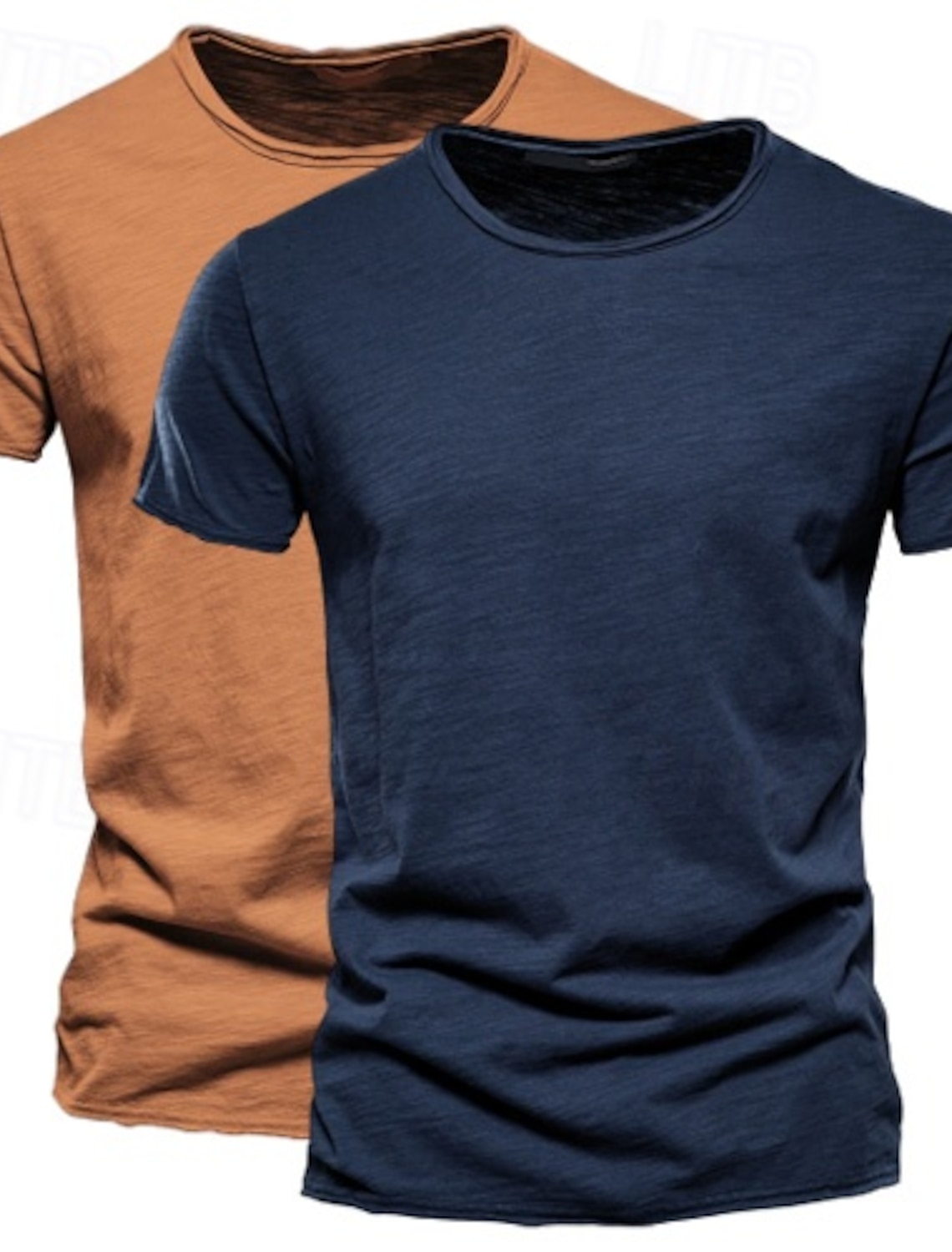 2 Pack Cotton Men's T Shirt Tee Top Short Sleeve Short Sleeves Crew Neck Round Neck Summer Plain Fashion Designer Basic Classic Style Basic Vacation Street Casual Orange Blue Army Green Black Tee