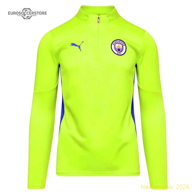Authentic 2024-2025 Man City Training 1/4 Zip Top (yellow Glow)