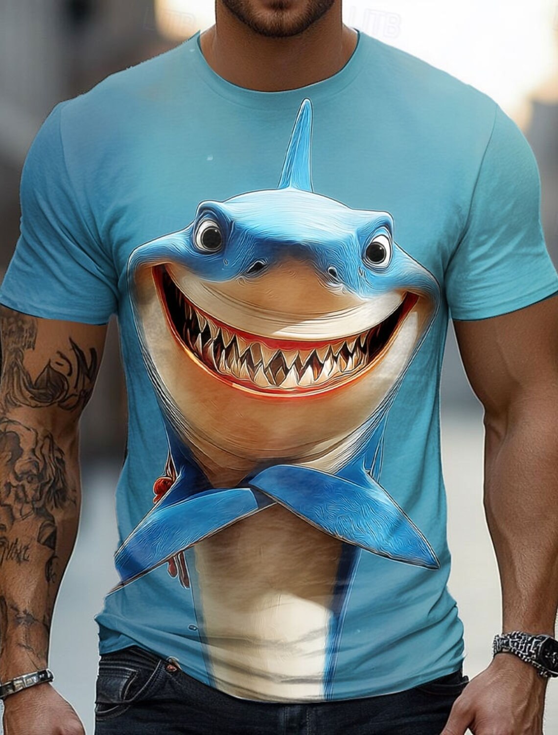 Men's Rabbit Rooster Funny T Shirt Short Sleeve 3D Print Crew Neck