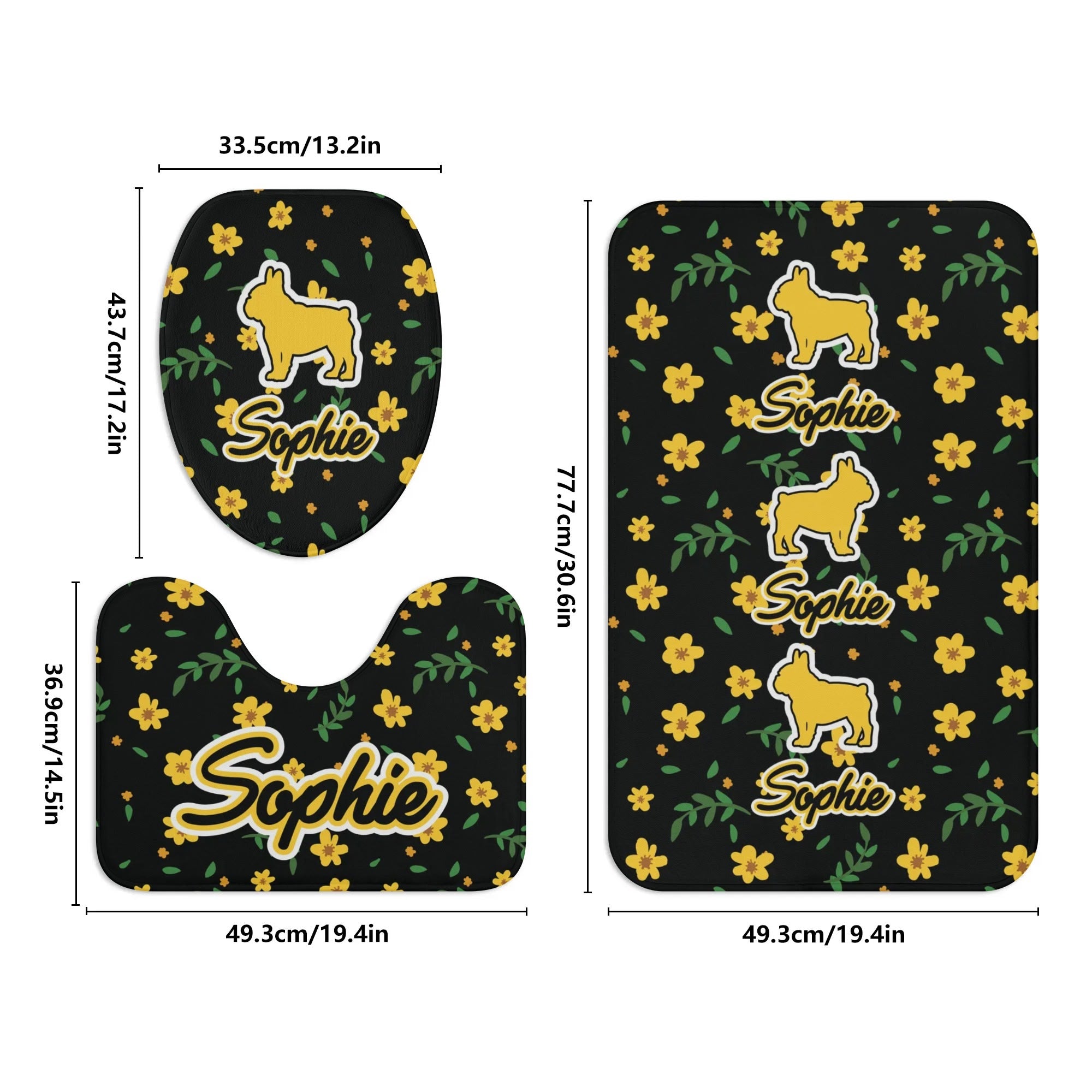 French Bulldog Personalized Bathroom Set With Your Frenchie’s Name Durable Dog Item