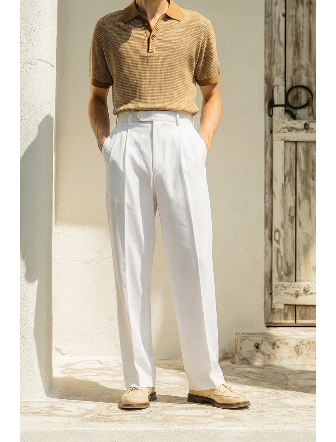 Men's Cotton Linen Dress Pants Casual Streetwear Business Elegant