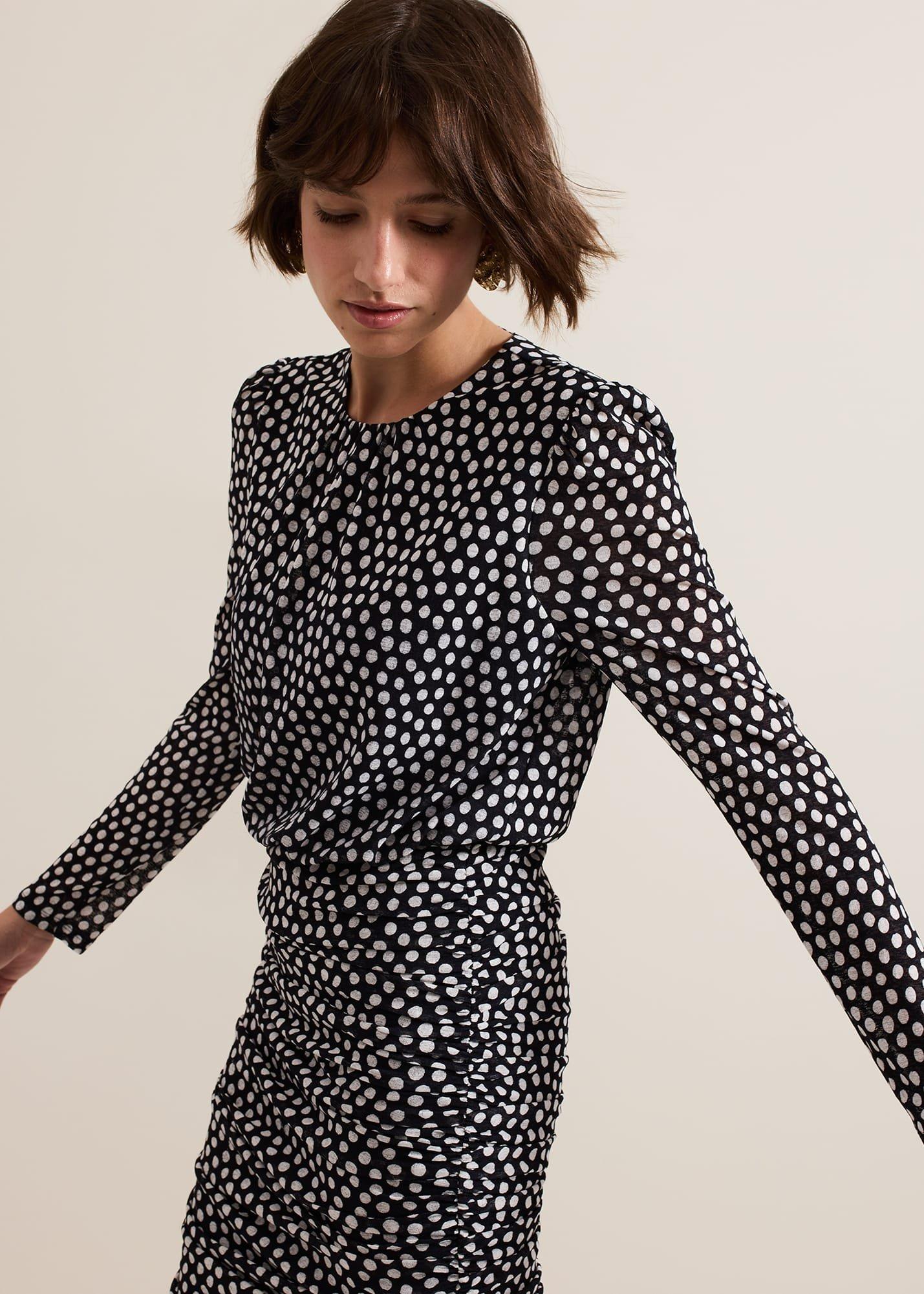 Teodroa Spot Mini Ruched Dress