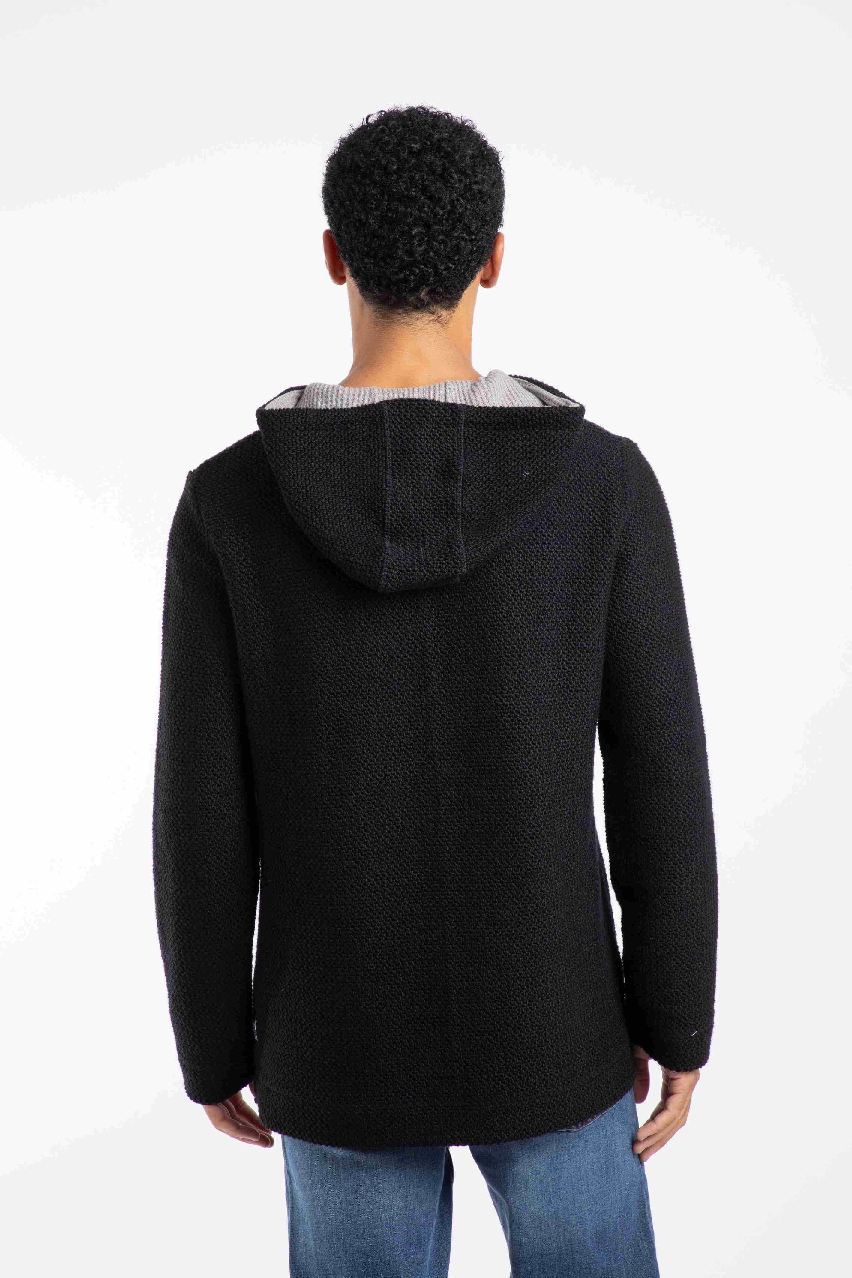 Bakersfield Button Neck Macaroni Hoodie Black