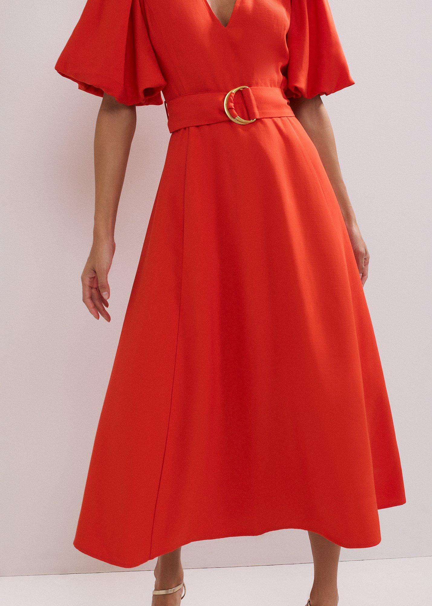 Zarah Plain Puff Sleeve Midi Dress