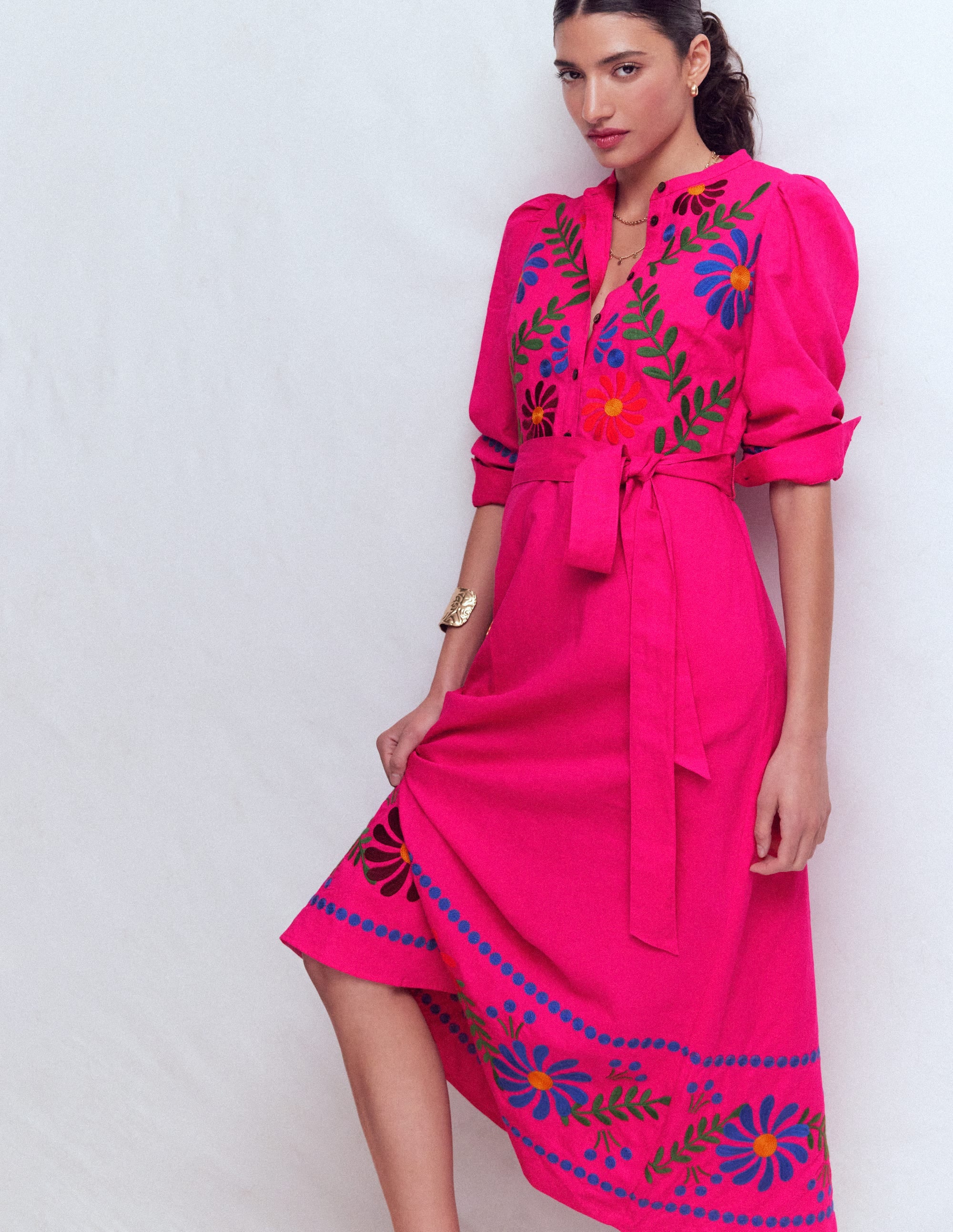 Ava Linen Blend Midi Dress