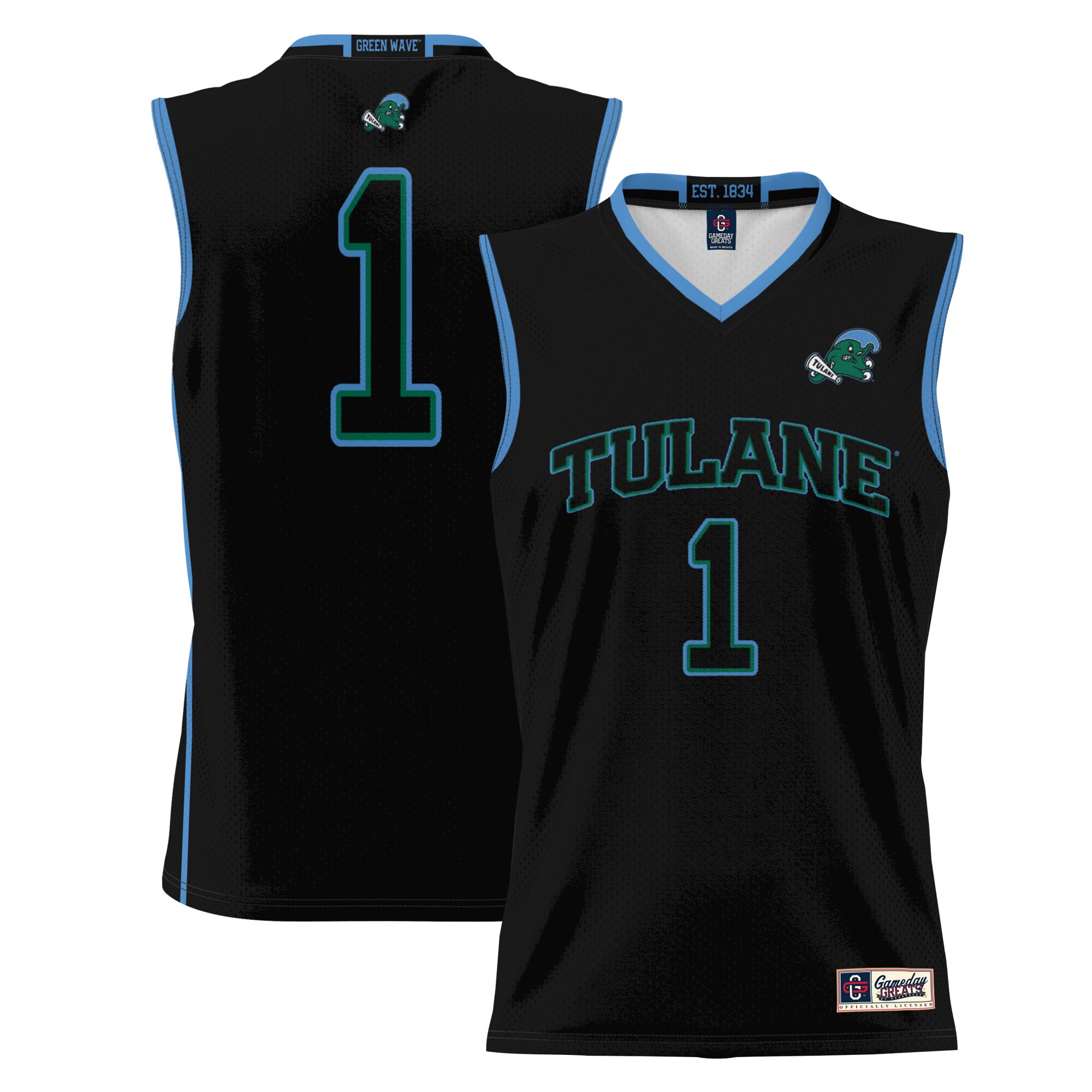 [DDG] Tulane Green Wave GameDay Greats Youth Lightweight Basketball Jersey - Black