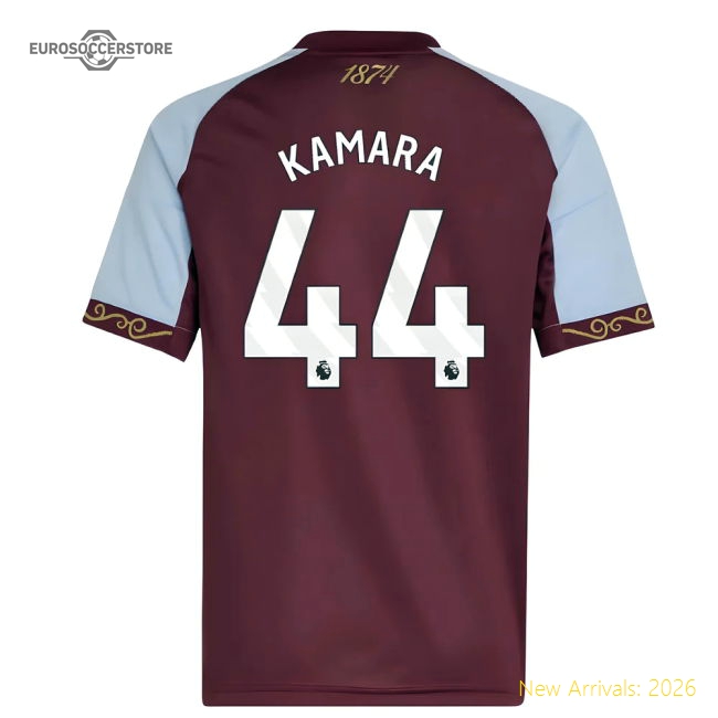 Performance 2025-2026 Aston Villa Home Shirt Kids Kamara 44