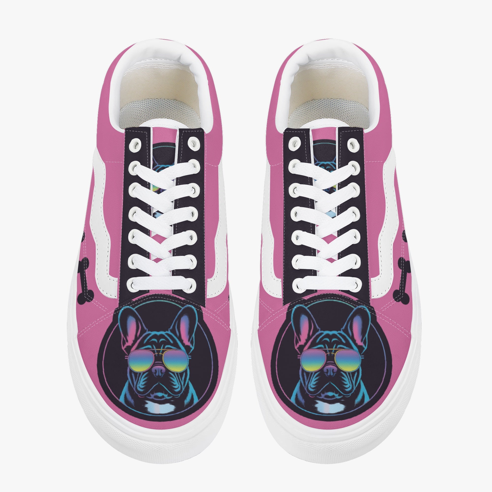 French Bulldog Lover Felix Trendy Low Top Canvas Sneakers Casual Footwear