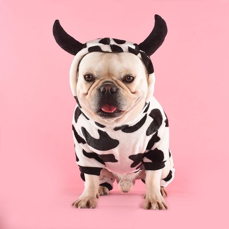 I'm A Cow - Warm French Bulldog Jumpsuit For Frenchie Pups