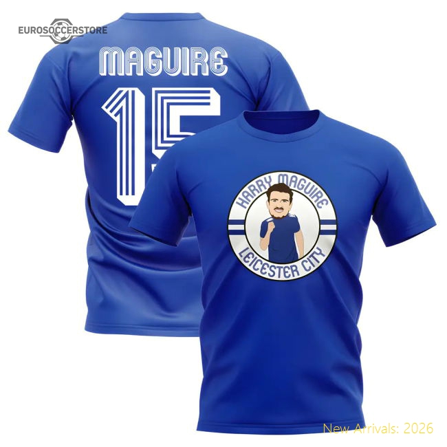 Premium Harry Maguire Leicester Illustration T-shirt (blue) - Premium