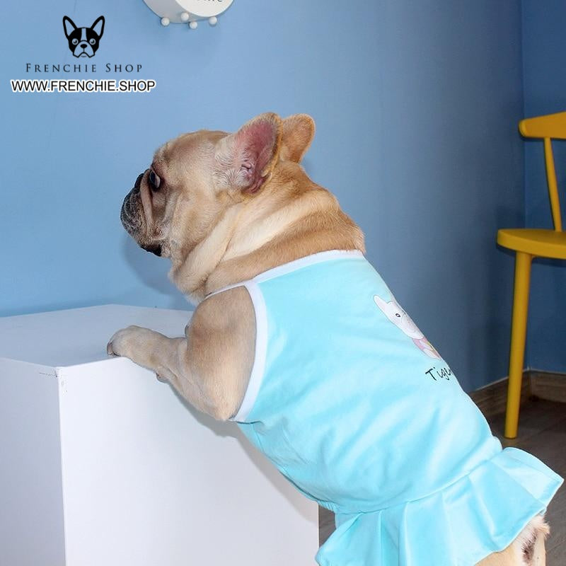 Skirt Outfit Frenchie Summer Dress (w307) Paw Protection | Comfort Fit