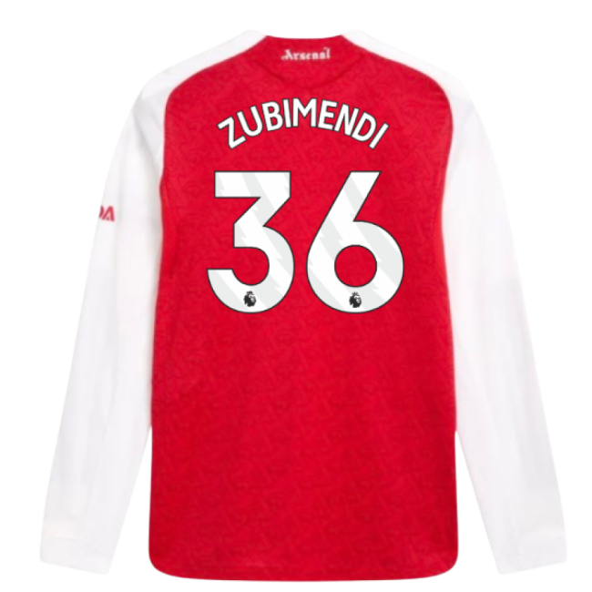 2025-2026 Arsenal Authentic Long Sleeve Home Shirt (Zubimendi 36) -...