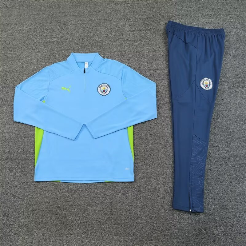 Manchester City 2425 Blue Half Zipper Tracksuit - Official Replica